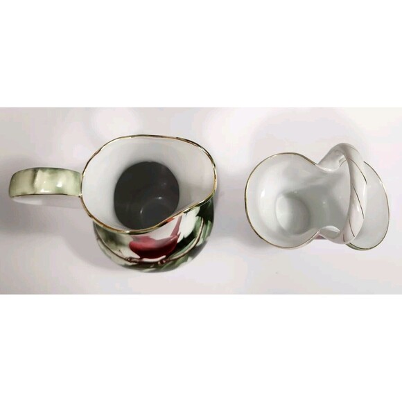 Cardinal in Holly Porcelain Pitcher & Basket Christmas Holiday Table Red Green - Picture 2 of 8